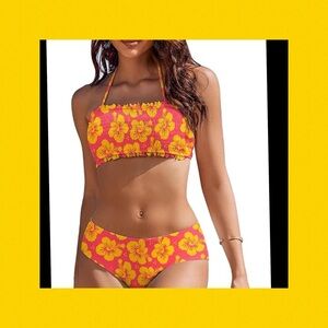 Orange and Yellow two pieces swimsuit. 2